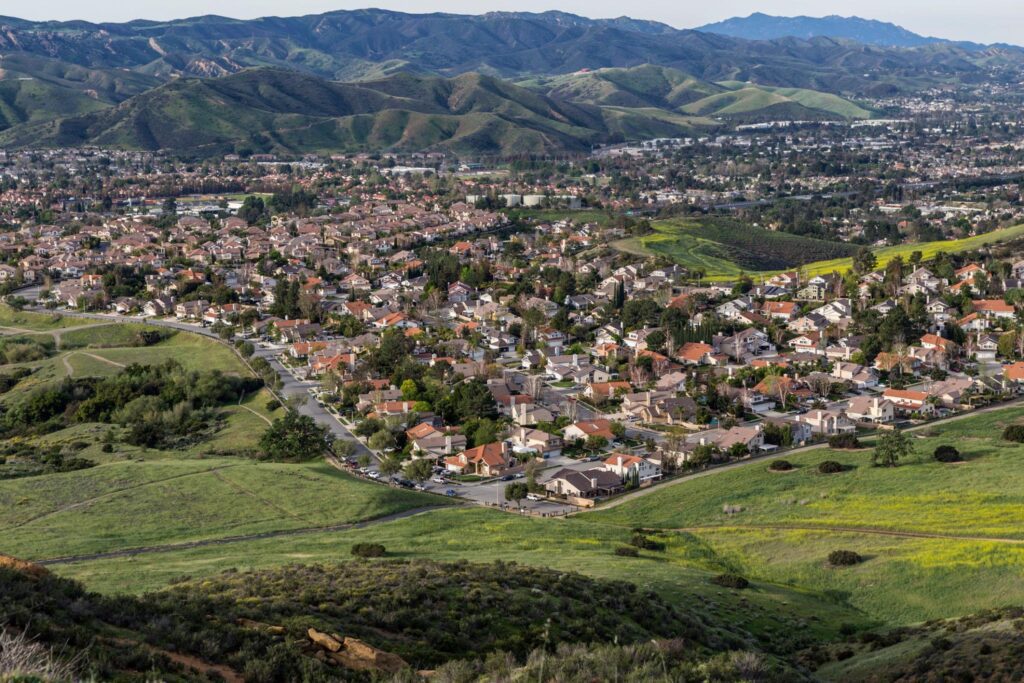 Moorpark Ventura County rental market suburban homes in valley with surrounding hills