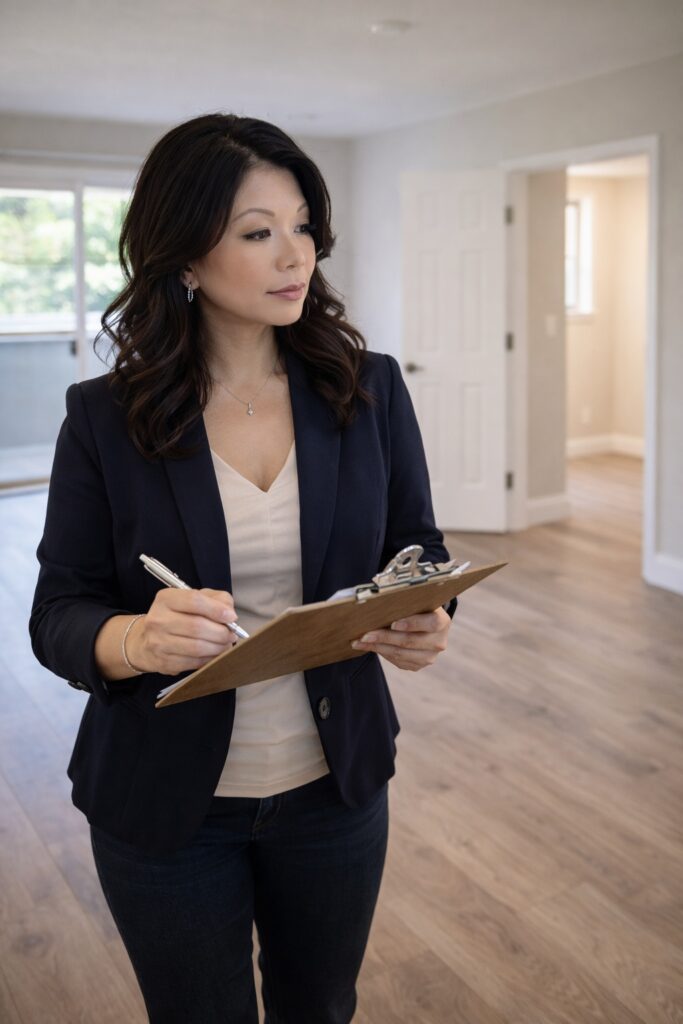 rental walkthrough inspection Ventura County property manager evaluating empty unit condition