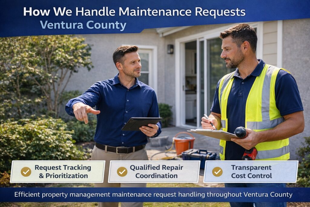 maintenance requests Ventura County property manager coordinating repairs with vendor